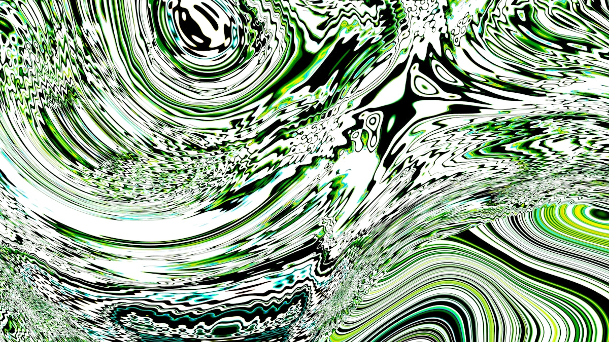 Abstract swirling patterns of green and white
