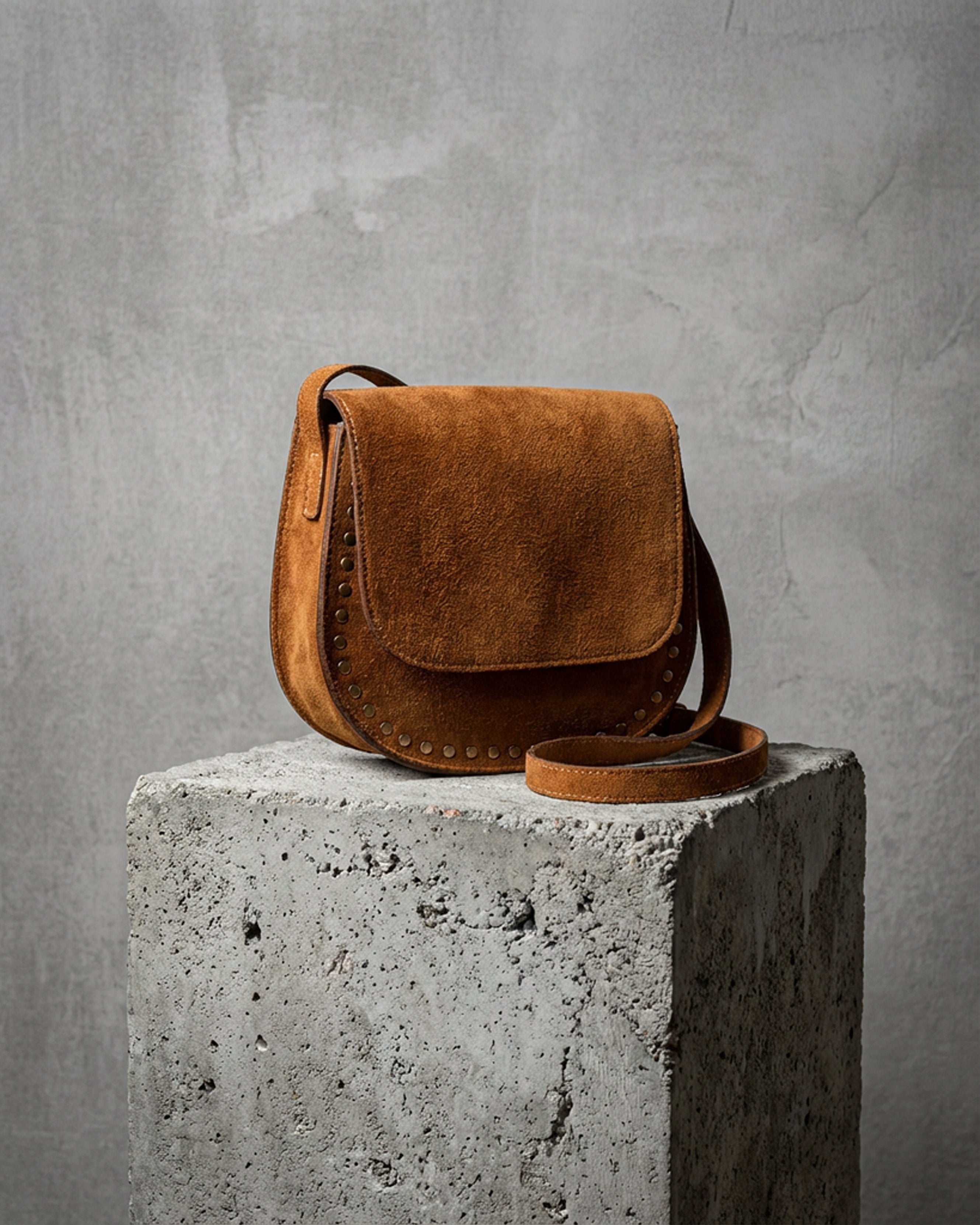 The Valentina Suede Saddle Bag - Camel