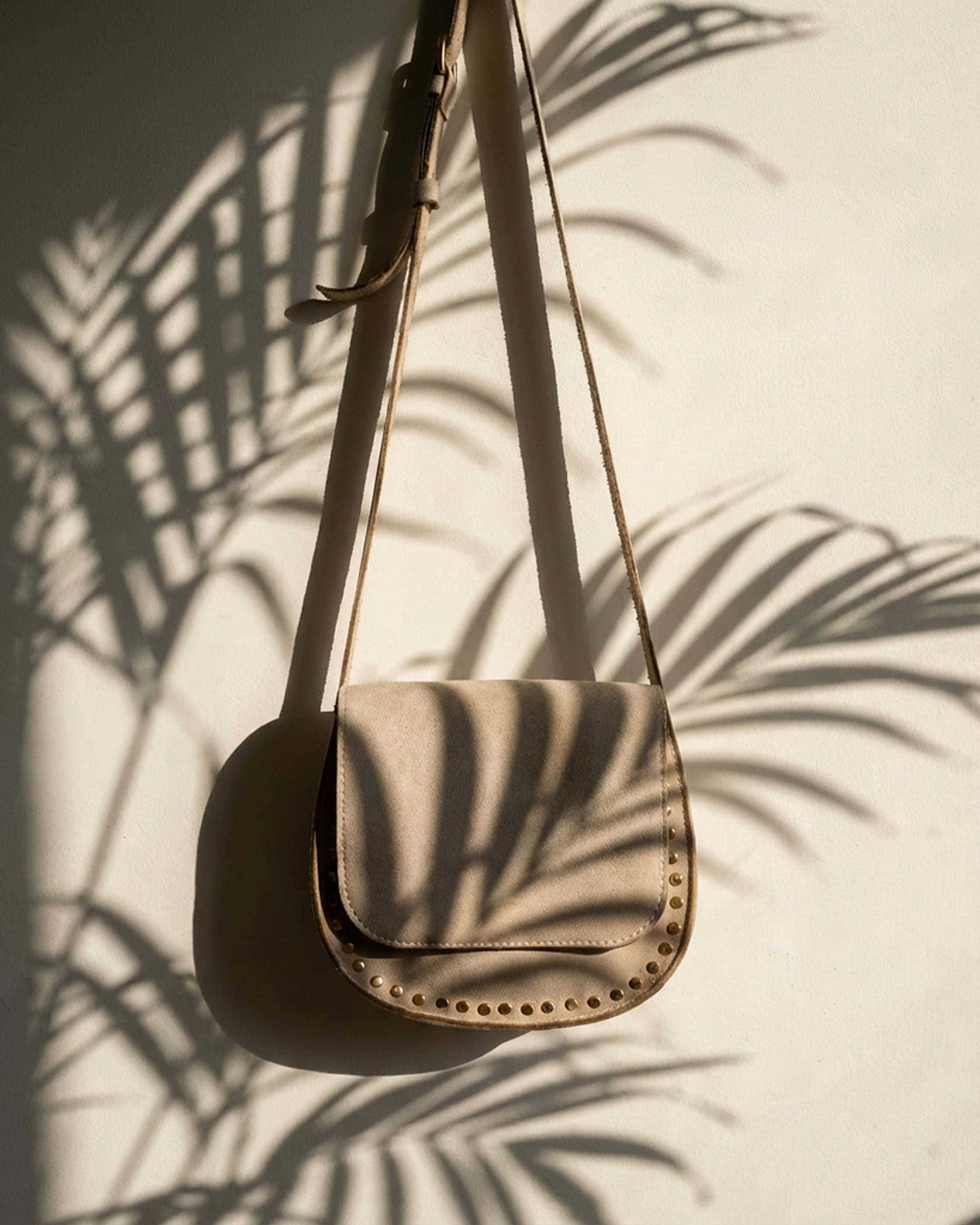 The Valentina Suede Saddle Bag - Beige