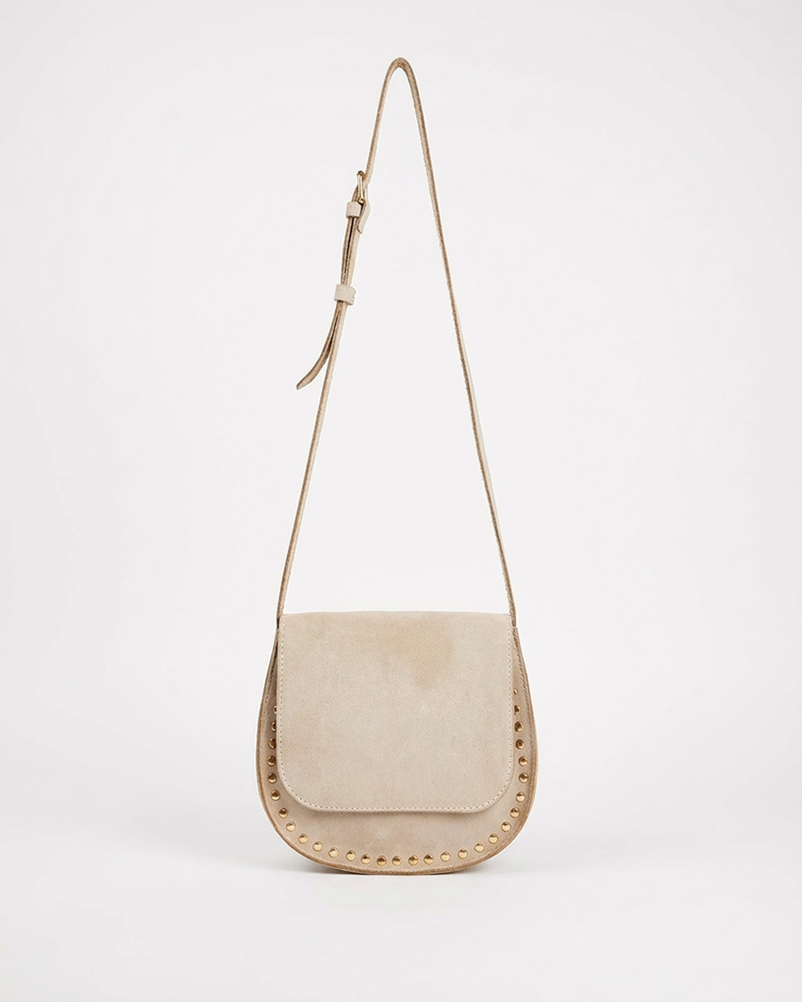 The Valentina Suede Saddle Bag - Beige