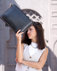 Midnight Croco Luxe Clutch