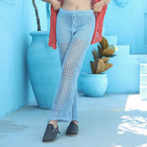 بنطال شاطئ شبكي أزرق سماوي