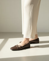The Bianca Buckle Flat - Brown