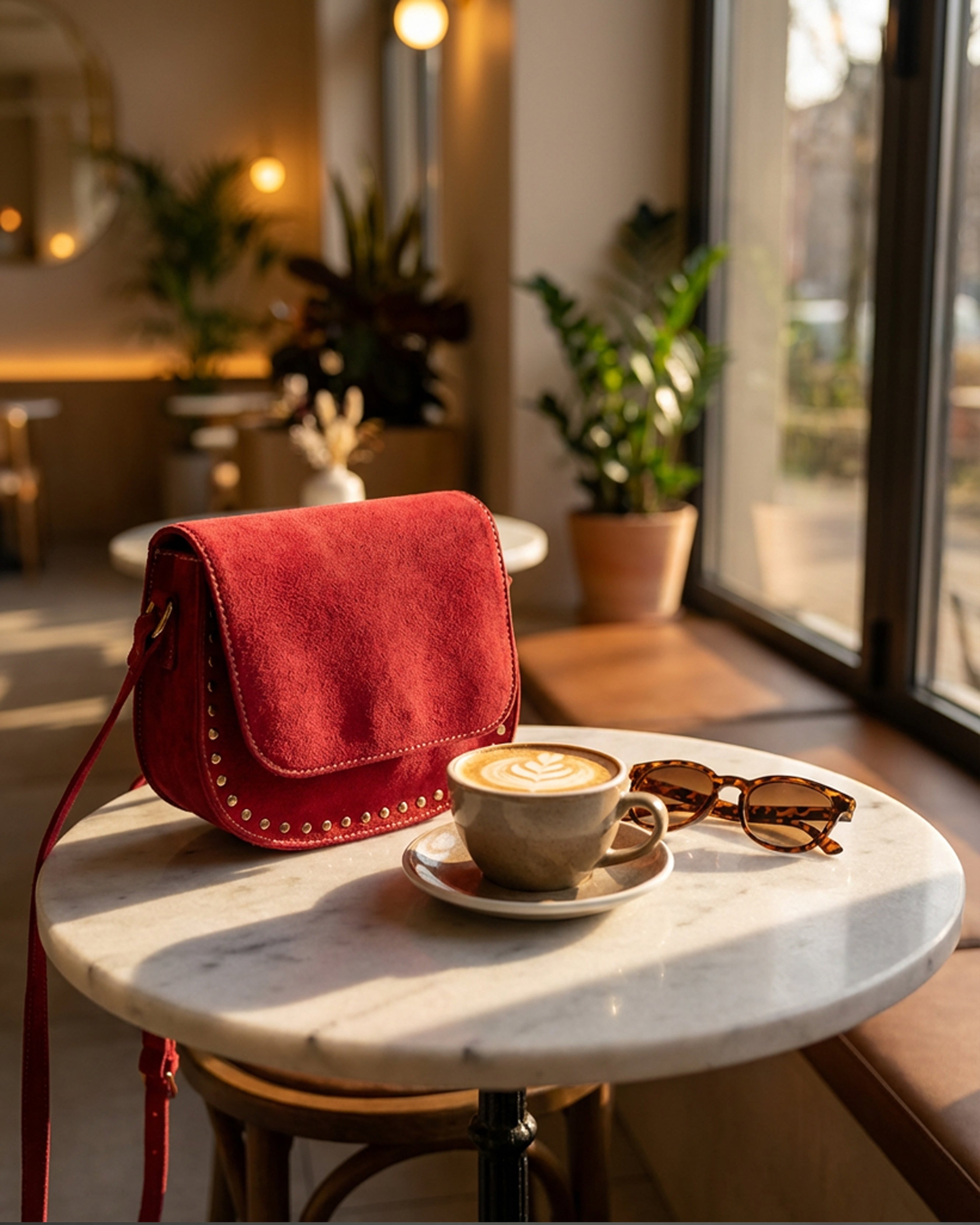The Valentina Suede Saddle Bag - Burgandy