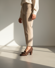 The Elara Studded Block Heel - Brown