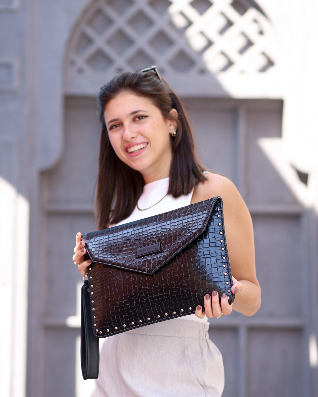 Black Opulence Studded Clutch