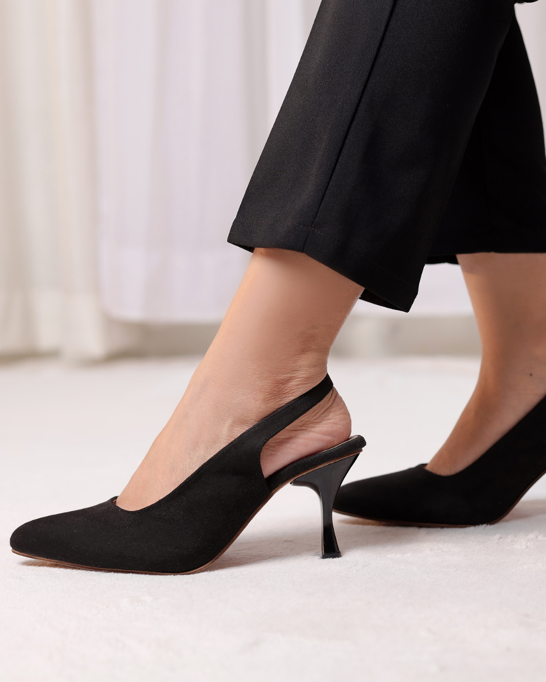 Black Sofia Slingback Heel