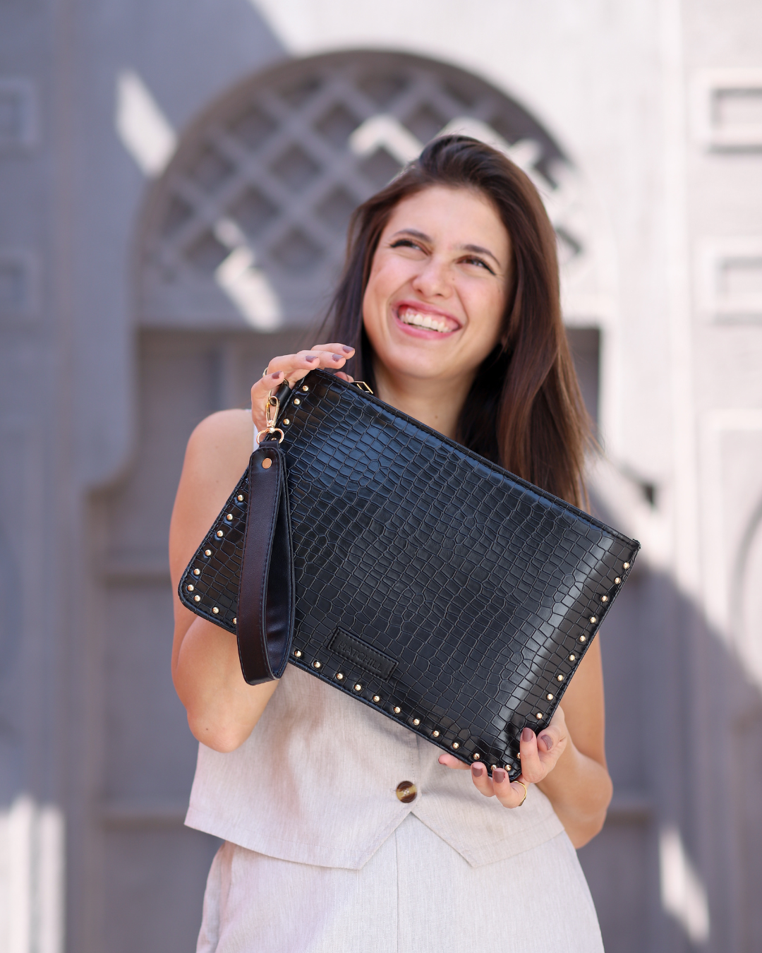 Midnight Croco Luxe Clutch