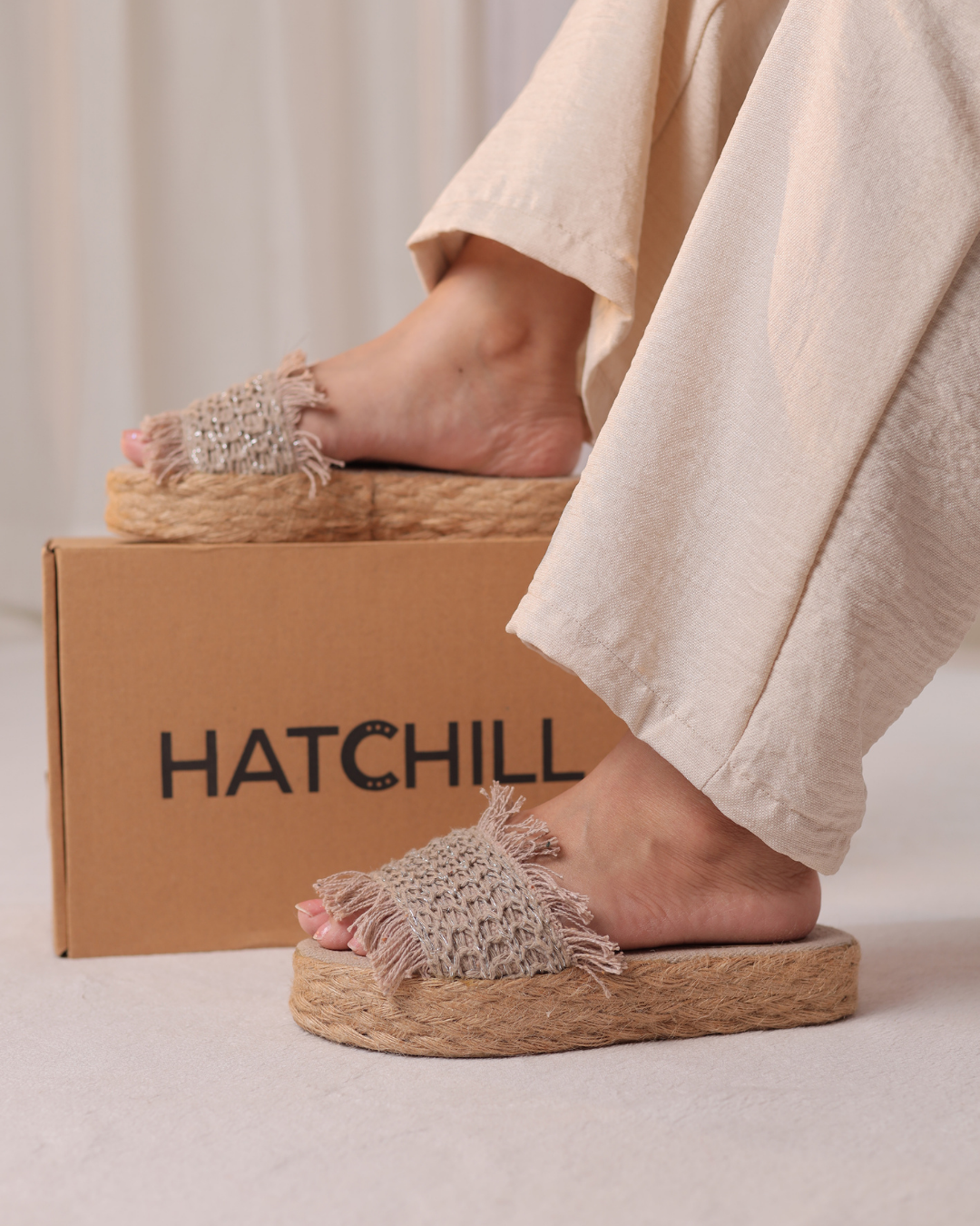 Taupe Fray Edge Wedge