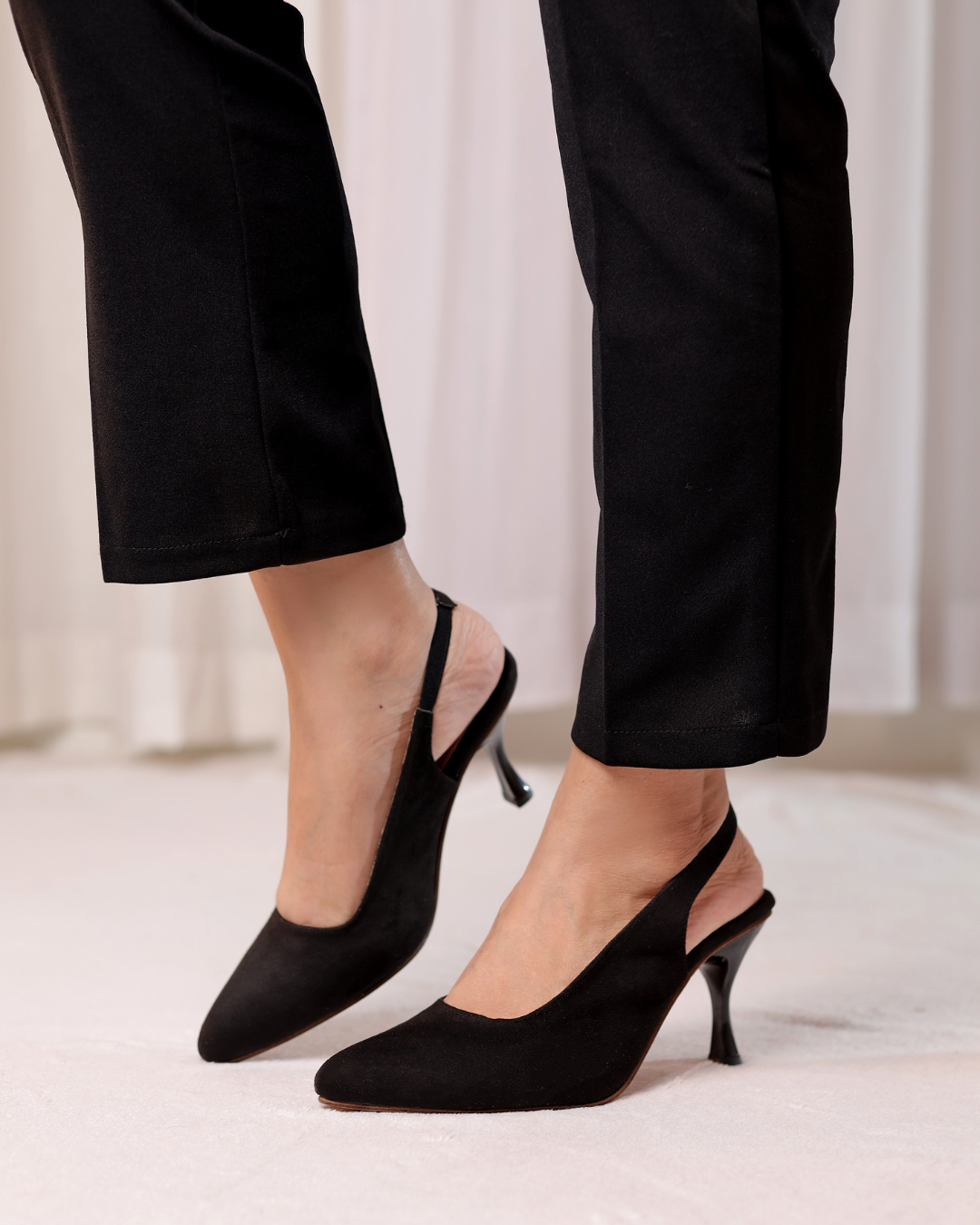 Black Sofia Slingback Heel