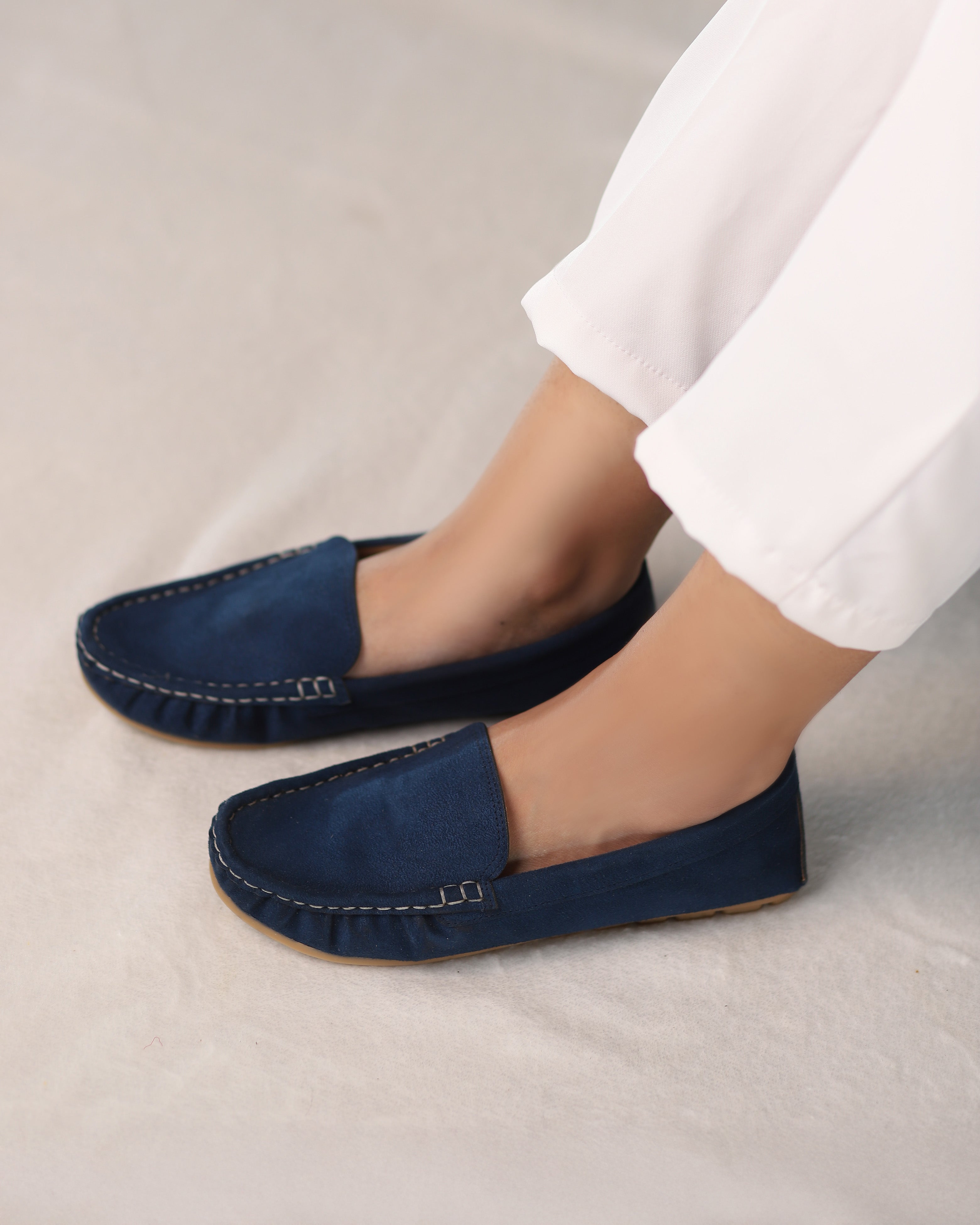 Navy Horizon Suede Moccasins