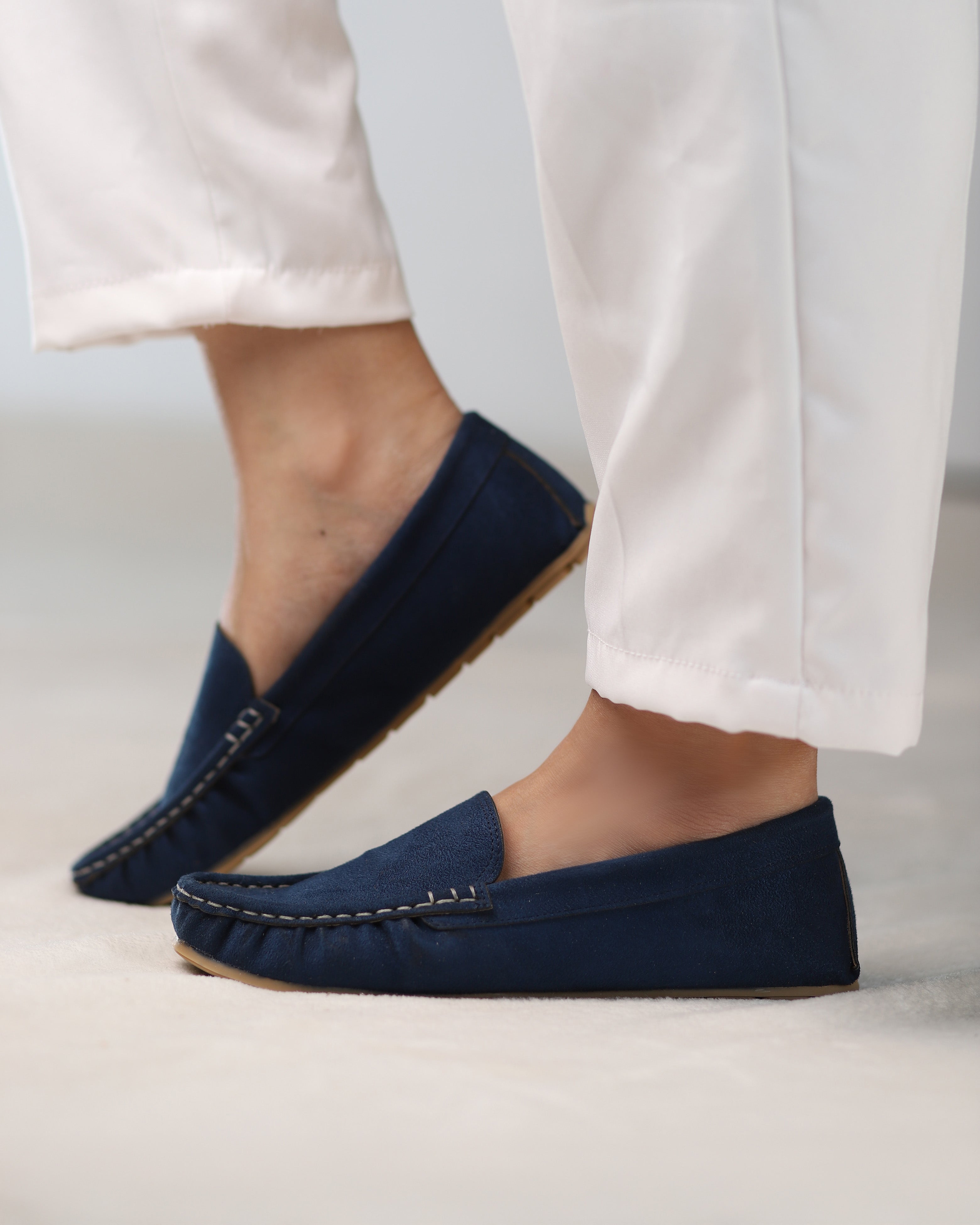 Navy Horizon Suede Moccasins