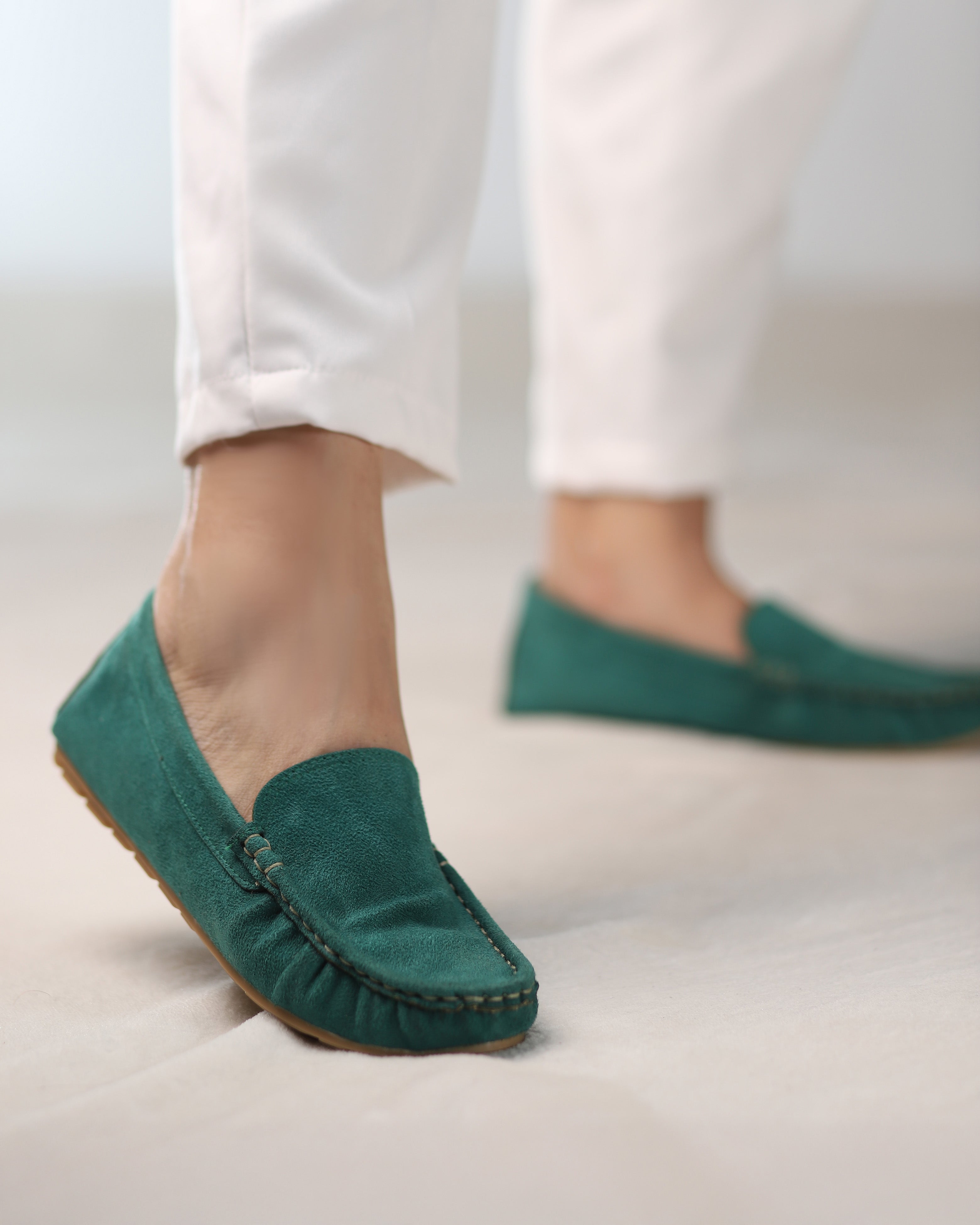 Moss Green Suede Moccasins
