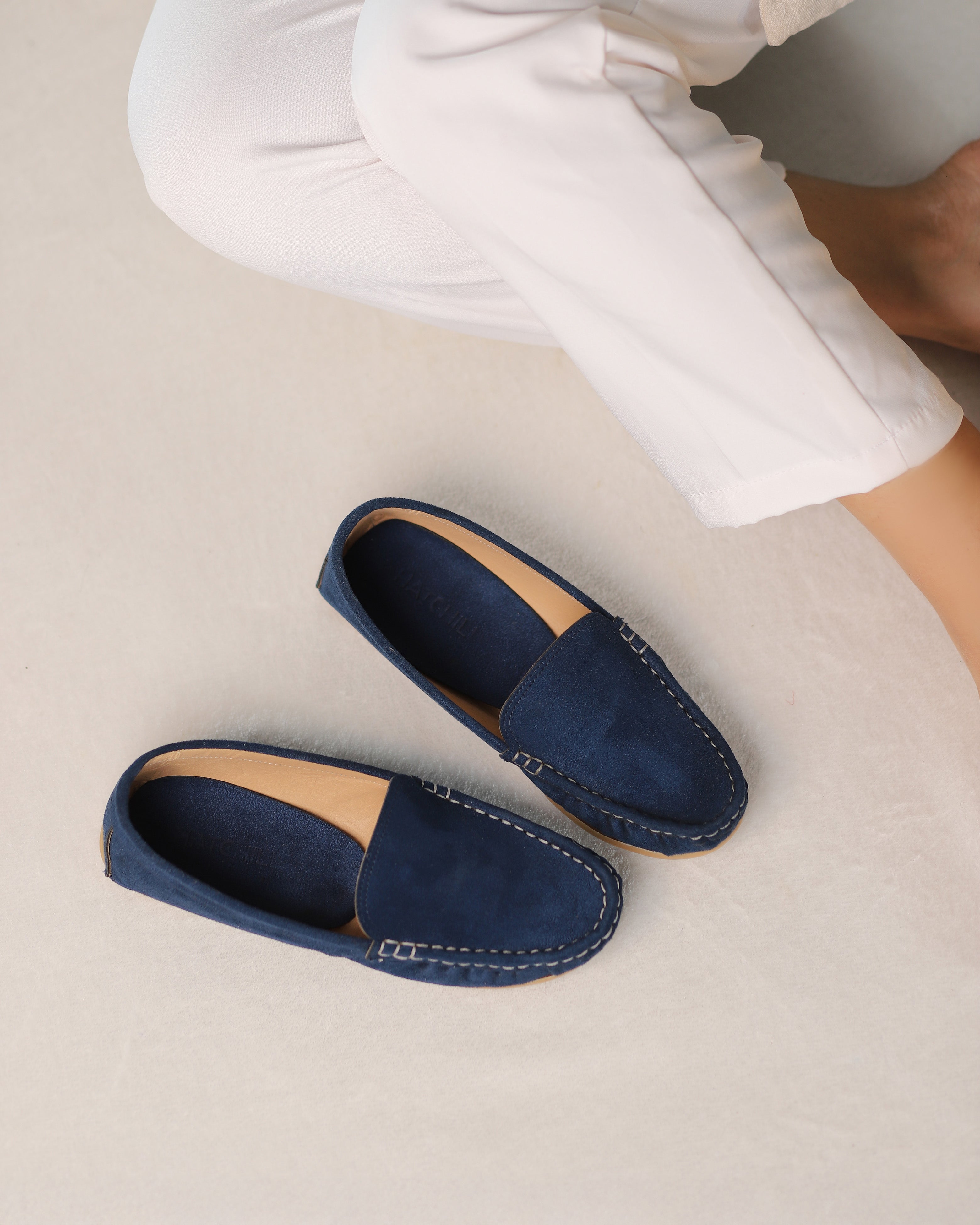 Navy Horizon Suede Moccasins