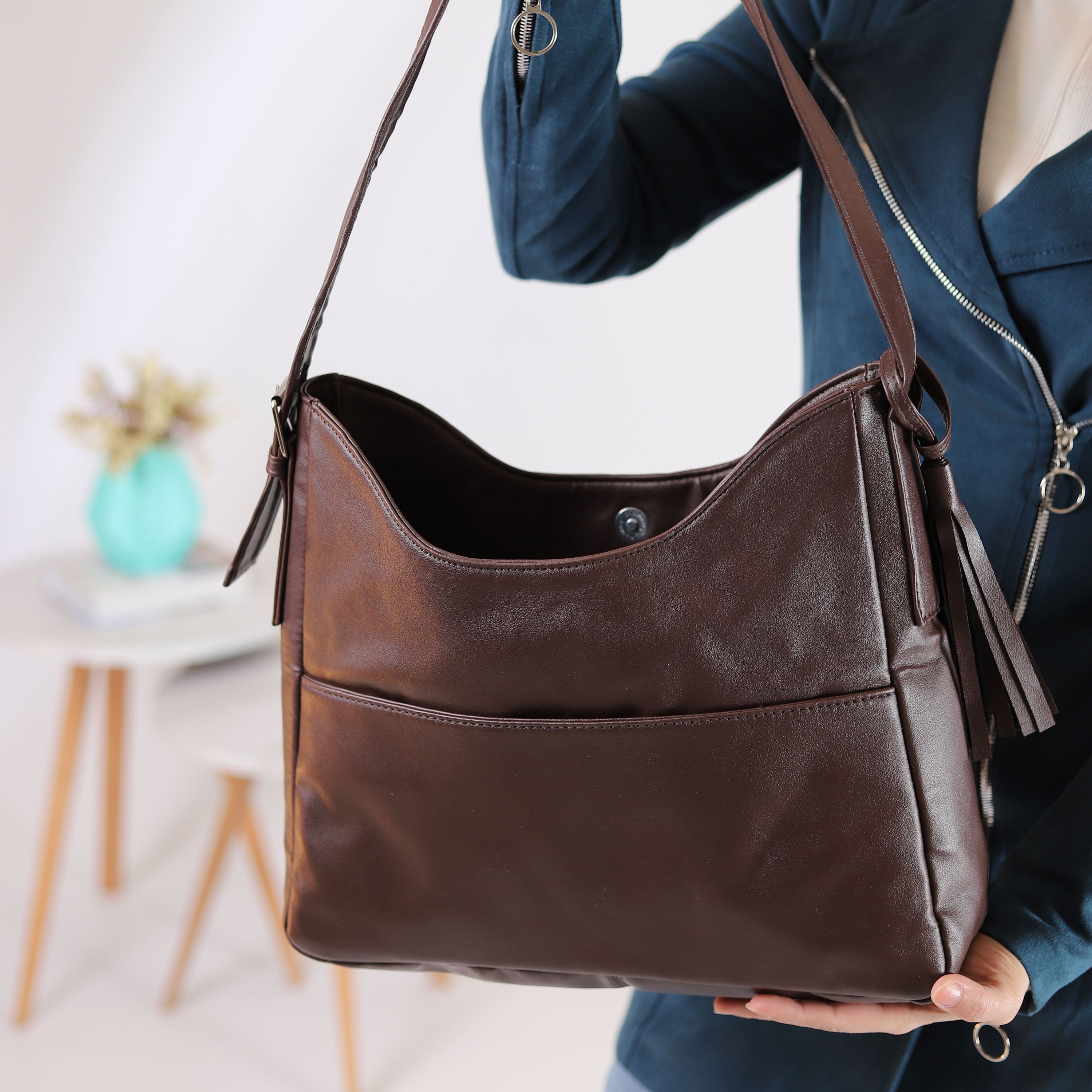 حقيبة كتف من خشب الريدوود