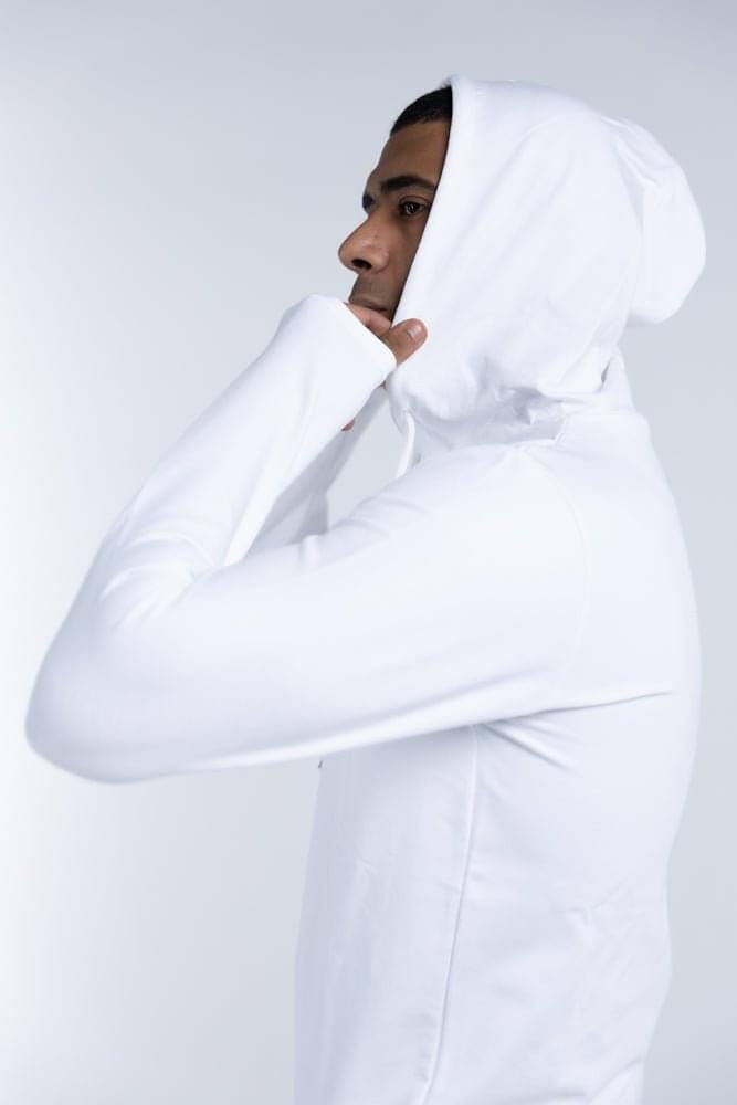 Curve-hem White Light Hoodie - Hatchill
