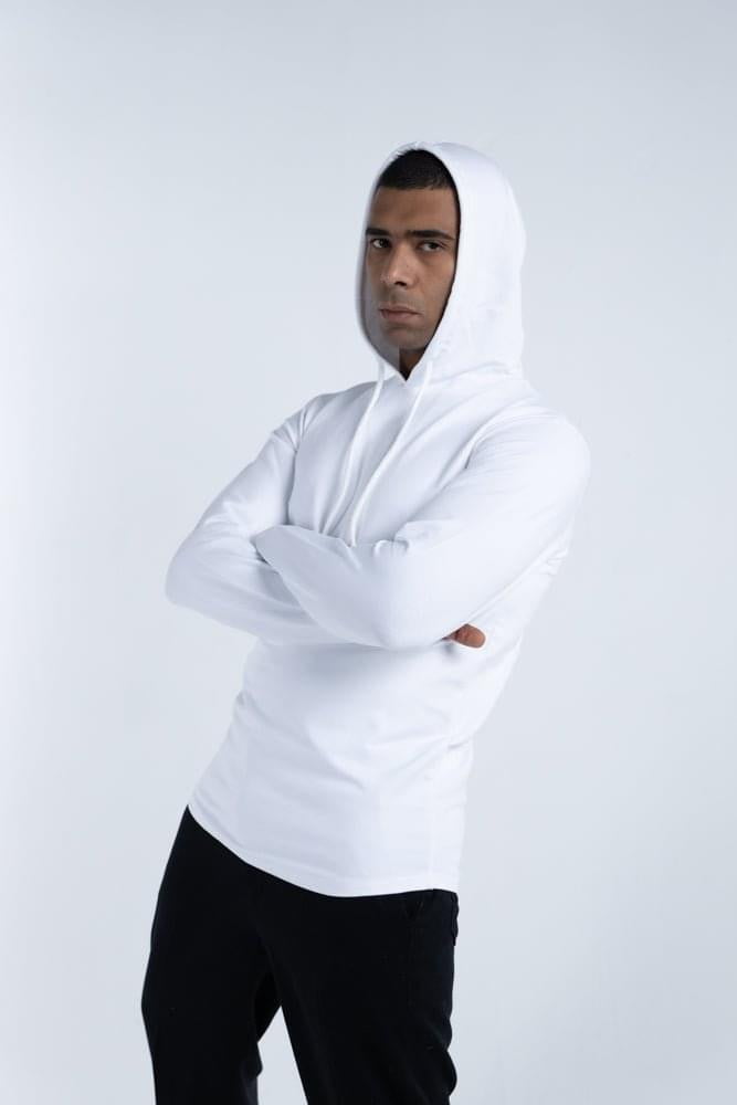 Curve-hem White Light Hoodie - Hatchill