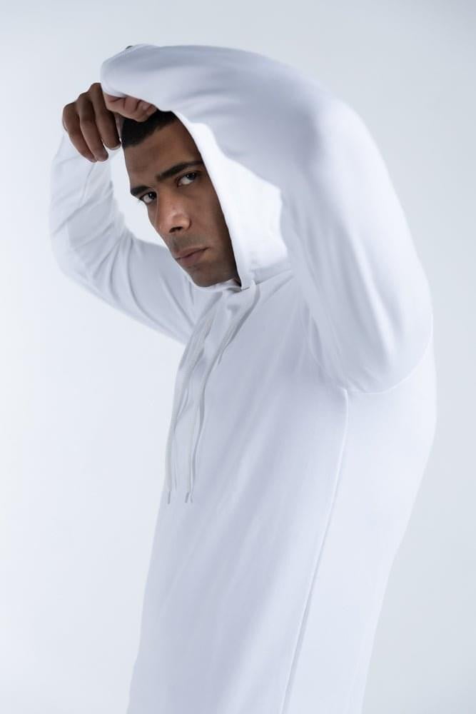 Curve-hem White Light Hoodie - Hatchill