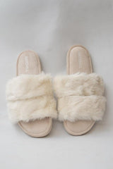 Fluffy Open Toe Slippers - White - Hatchill
