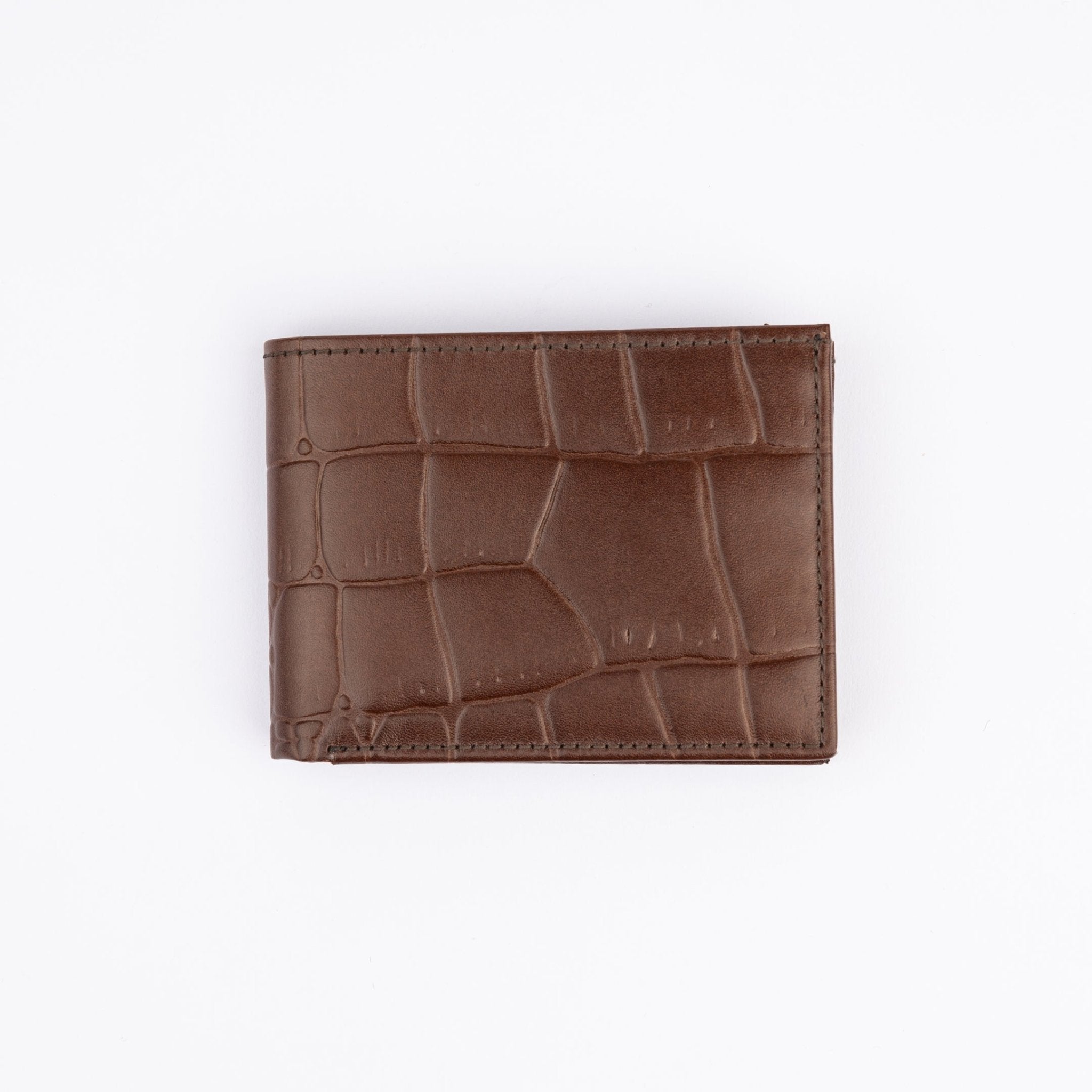 Leather Wallet - Dark Brown - Crocodile pattern - Hatchill