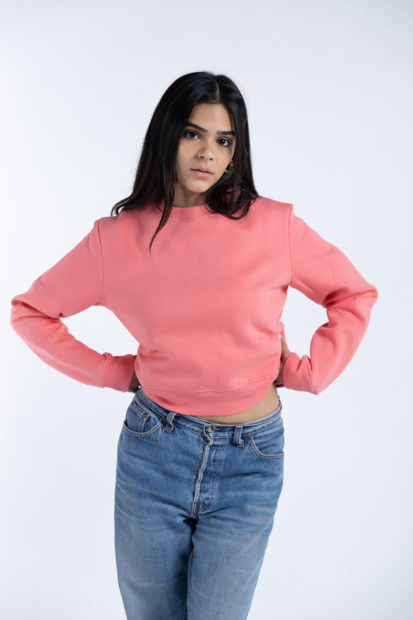 Long Sleeve Crop Top - Coral Pink - Hatchill