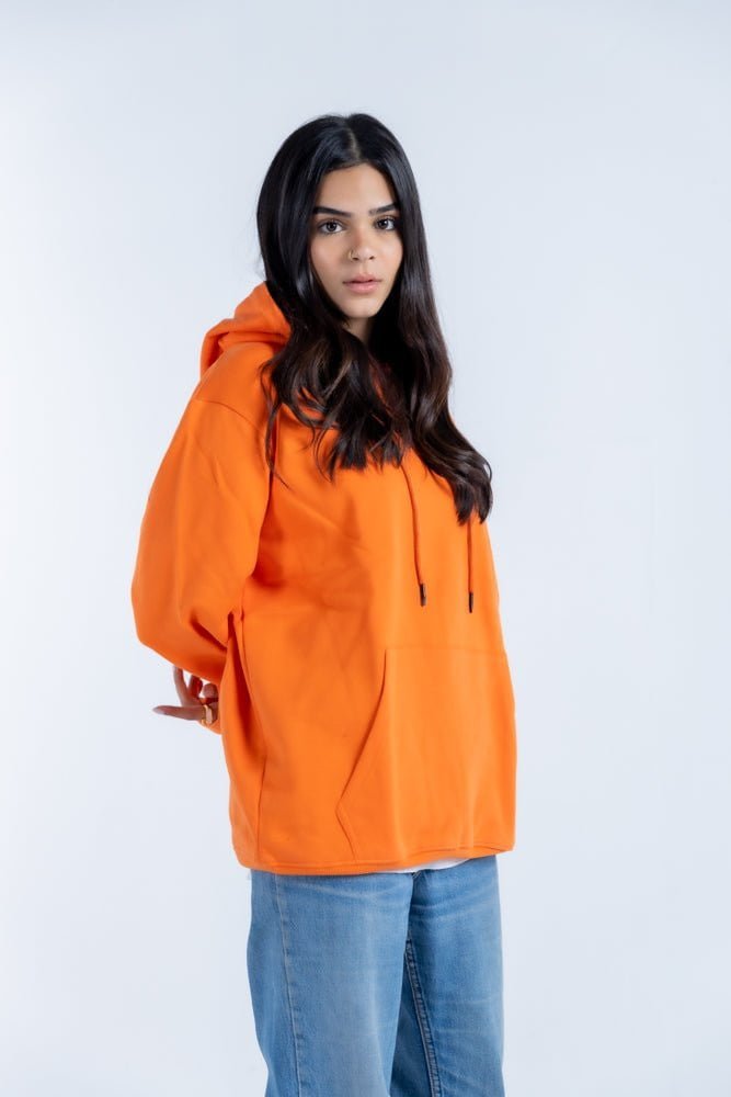 Oversize Orange Plain Hoodie - Unisex - Hatchill