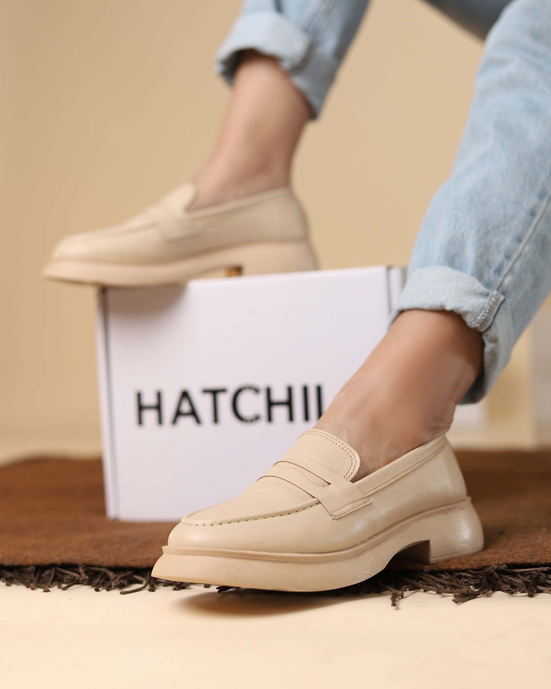 Nuevo beige faux leather platform loafer - product view 1