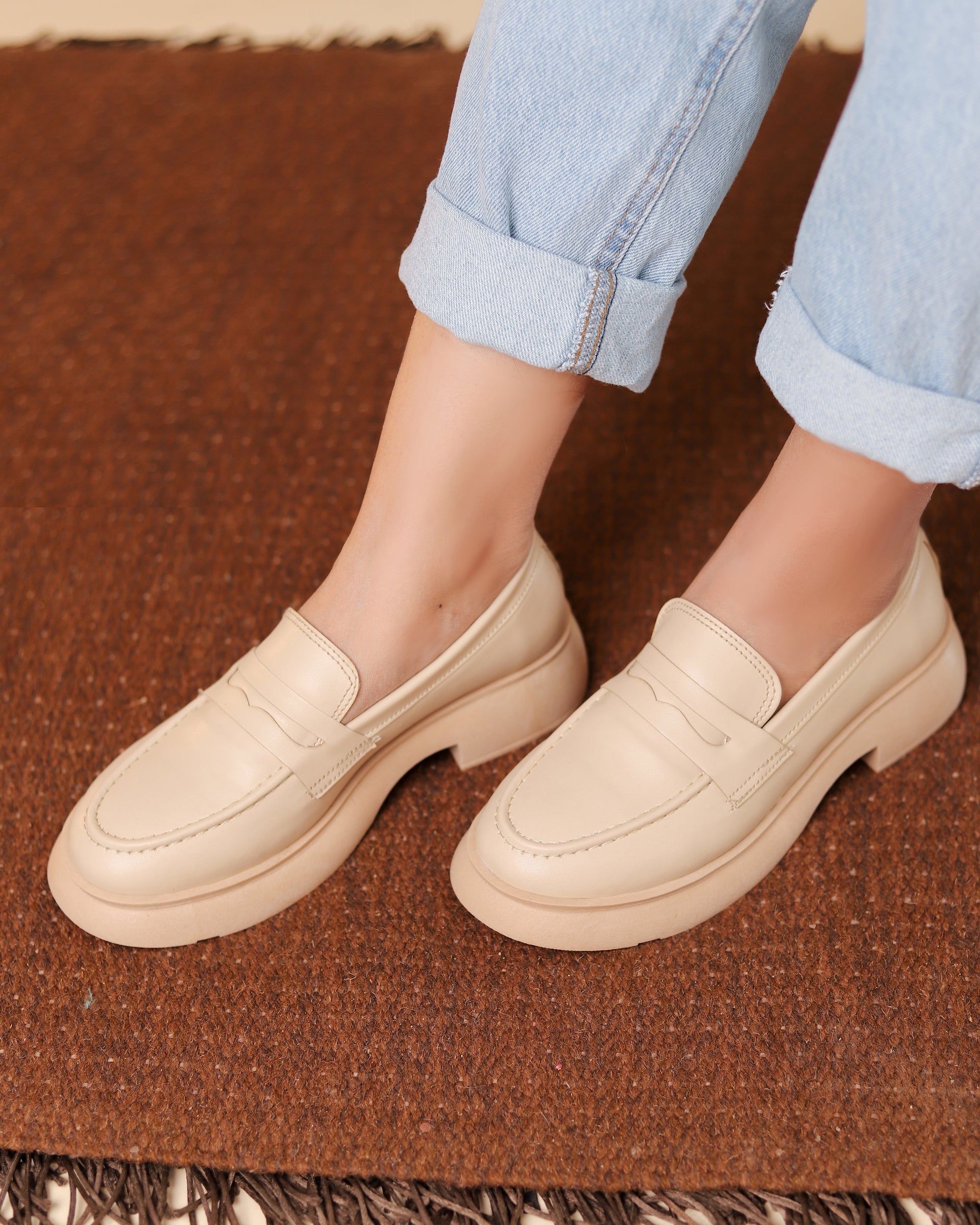 Nuevo beige faux leather platform loafer - product view 4