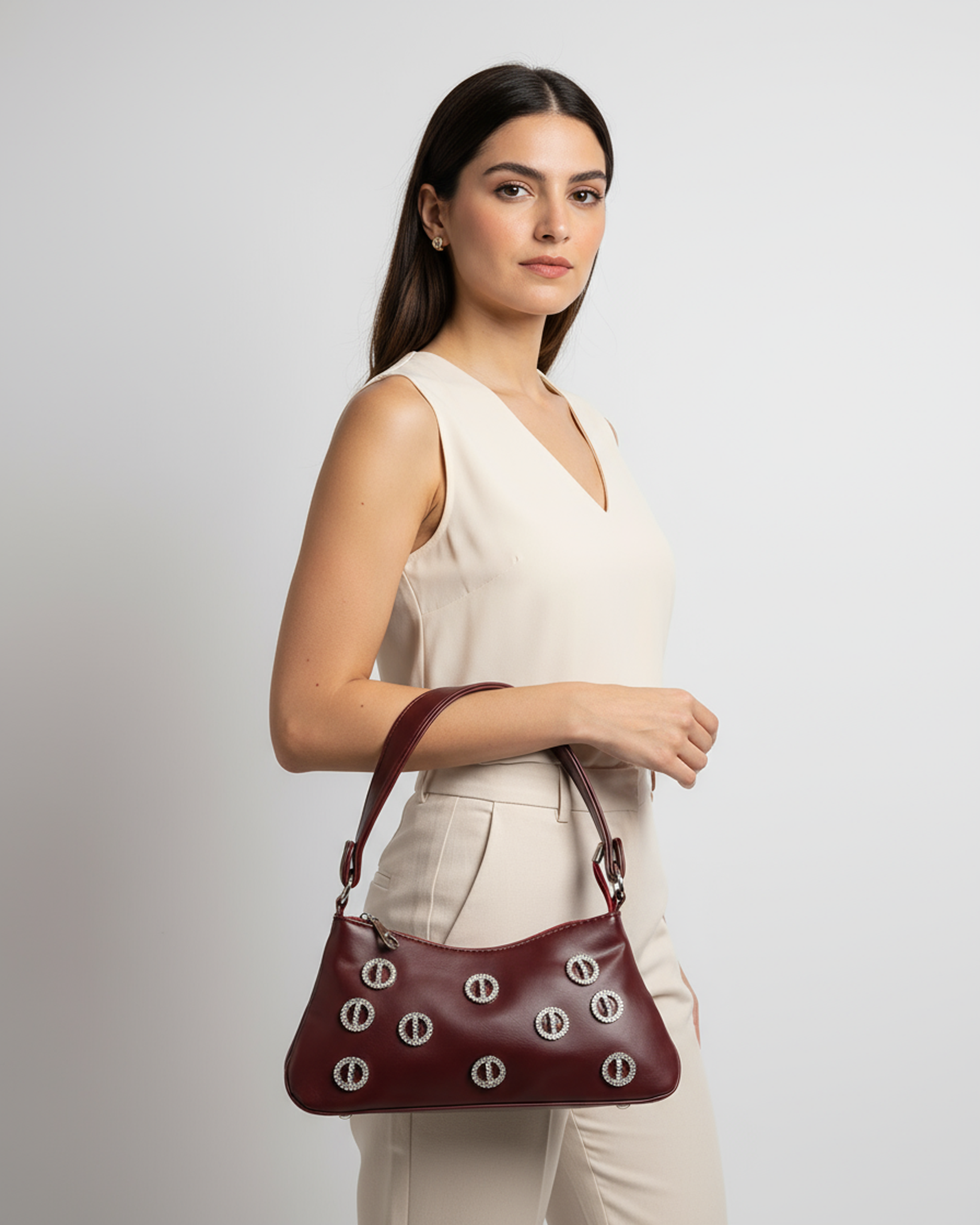 حقيبة الكتف بحلقات الياقوت