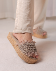 Taupe Fray Edge Wedge