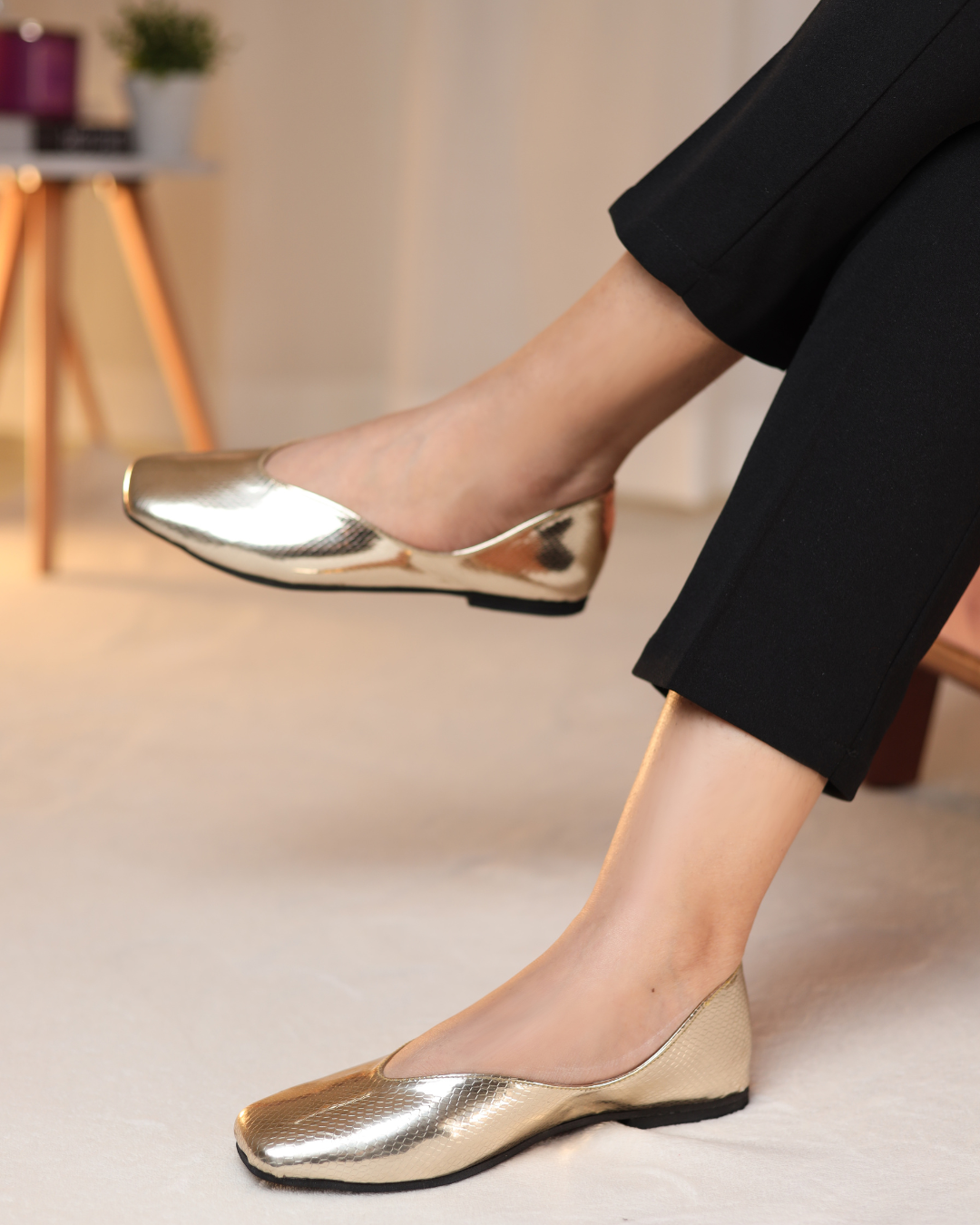Gilded Dune metallic gold slip-on flats - product view 1