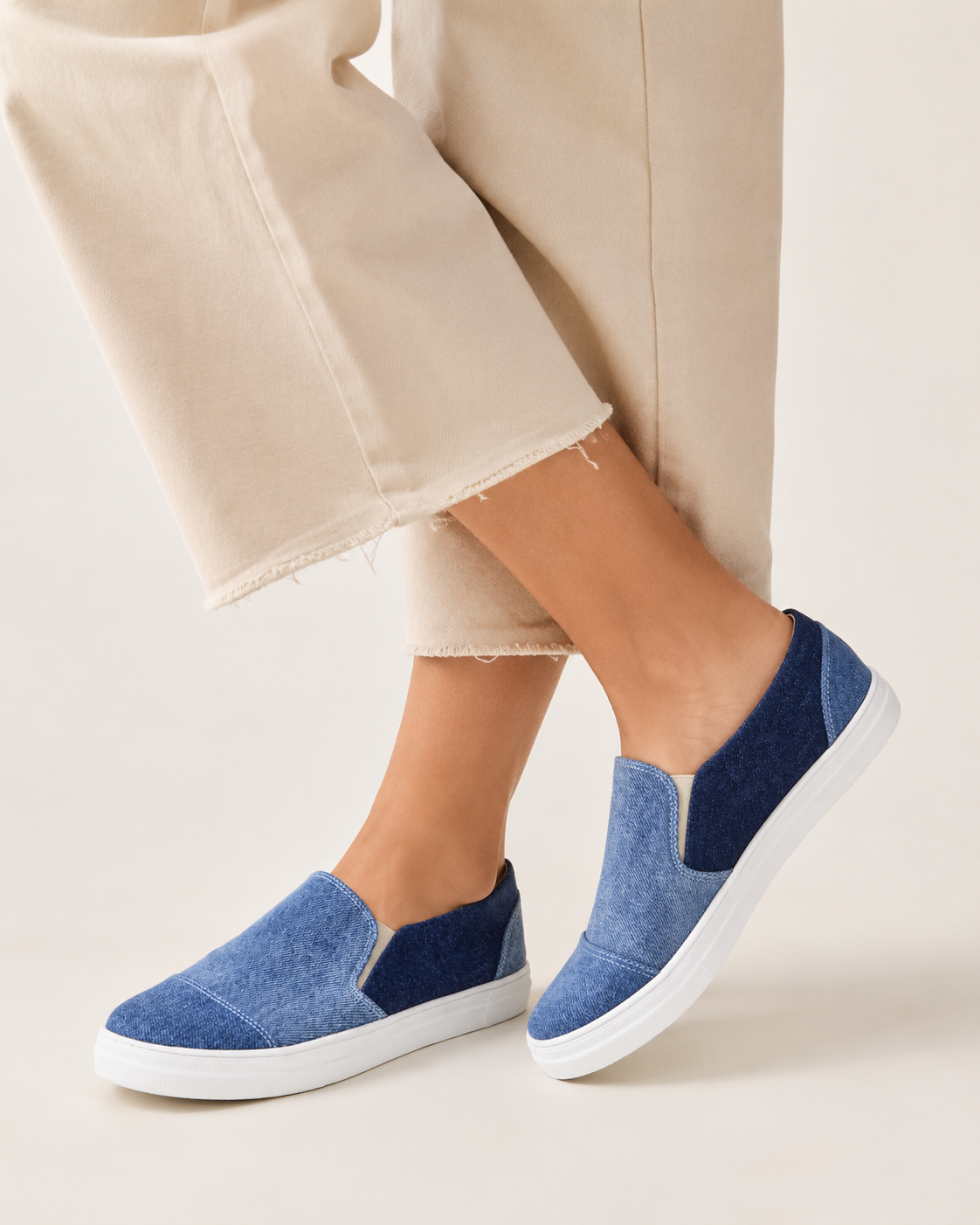 Indigo Slip-On women's blue denim canvas low-top slip-on sneakers - product view 1
