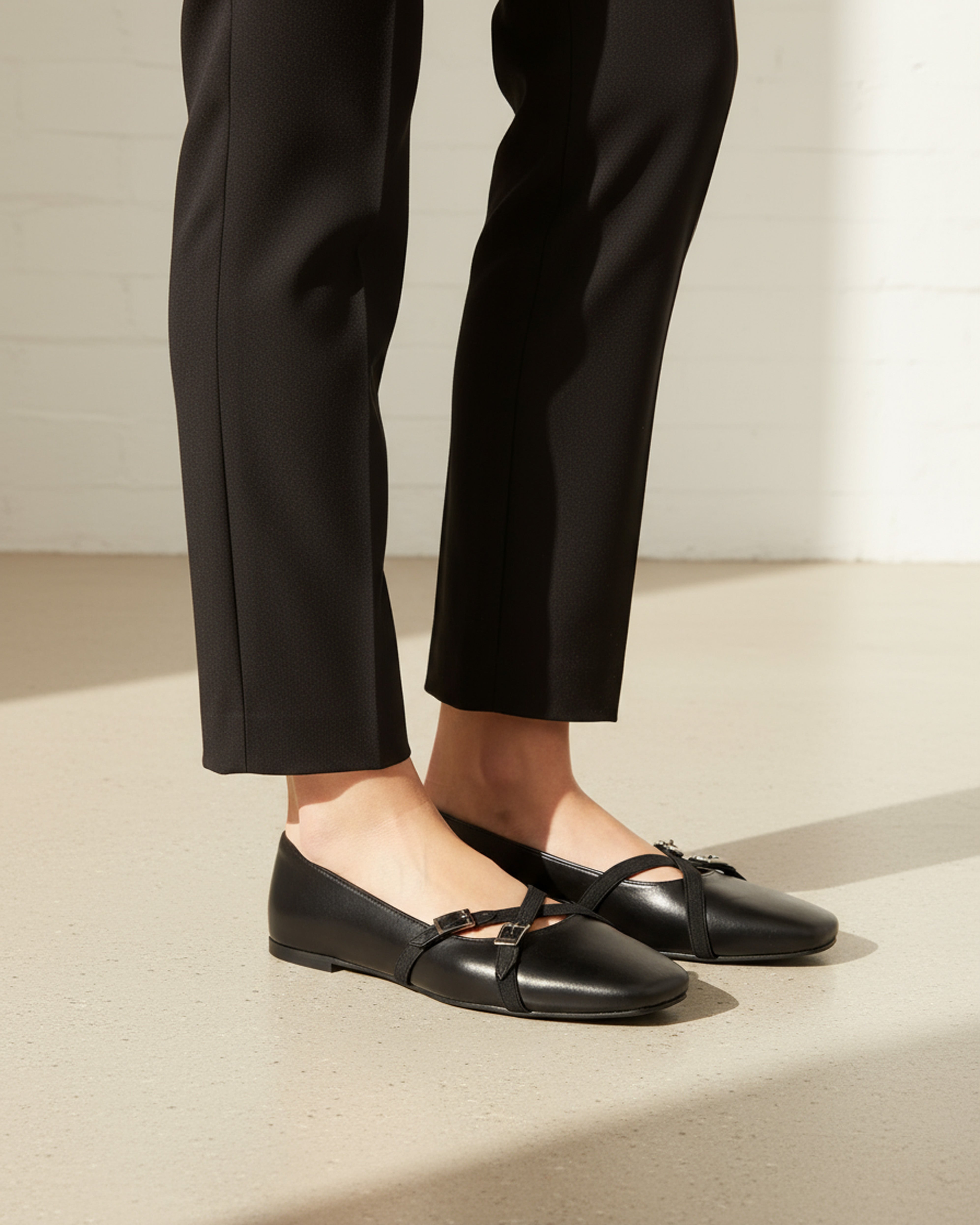 The Bianca Buckle Flat - Black Main image