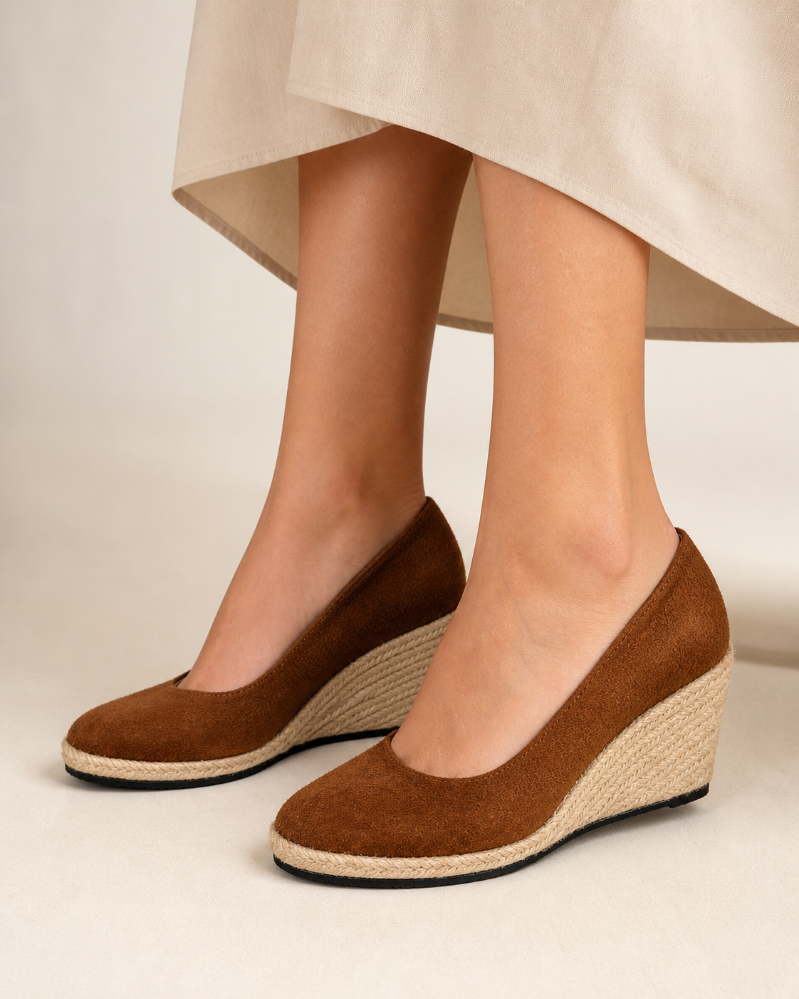 The Mara Wedge - Havane faux suede espadrille heel in Havane - product view 1
