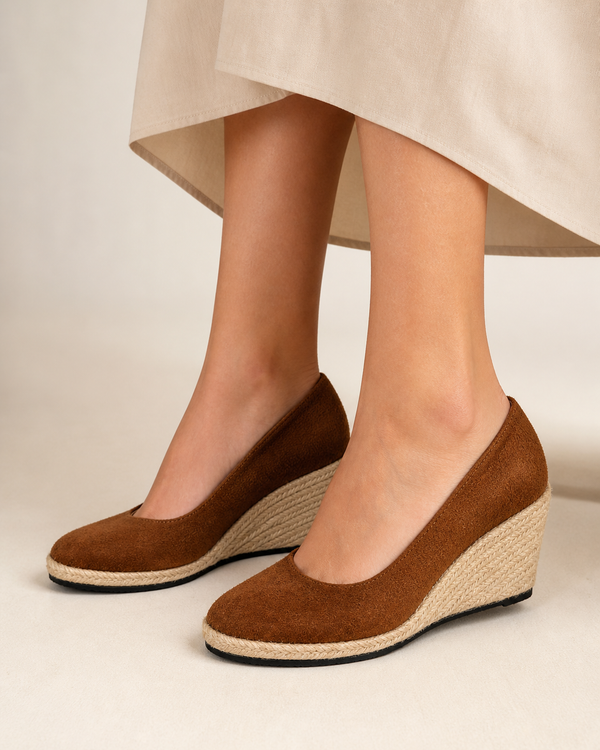 The Mara Wedge - Havane faux suede espadrille heel in Havane - product view 1