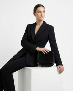 The Valentina Suede Saddle Bag - Black