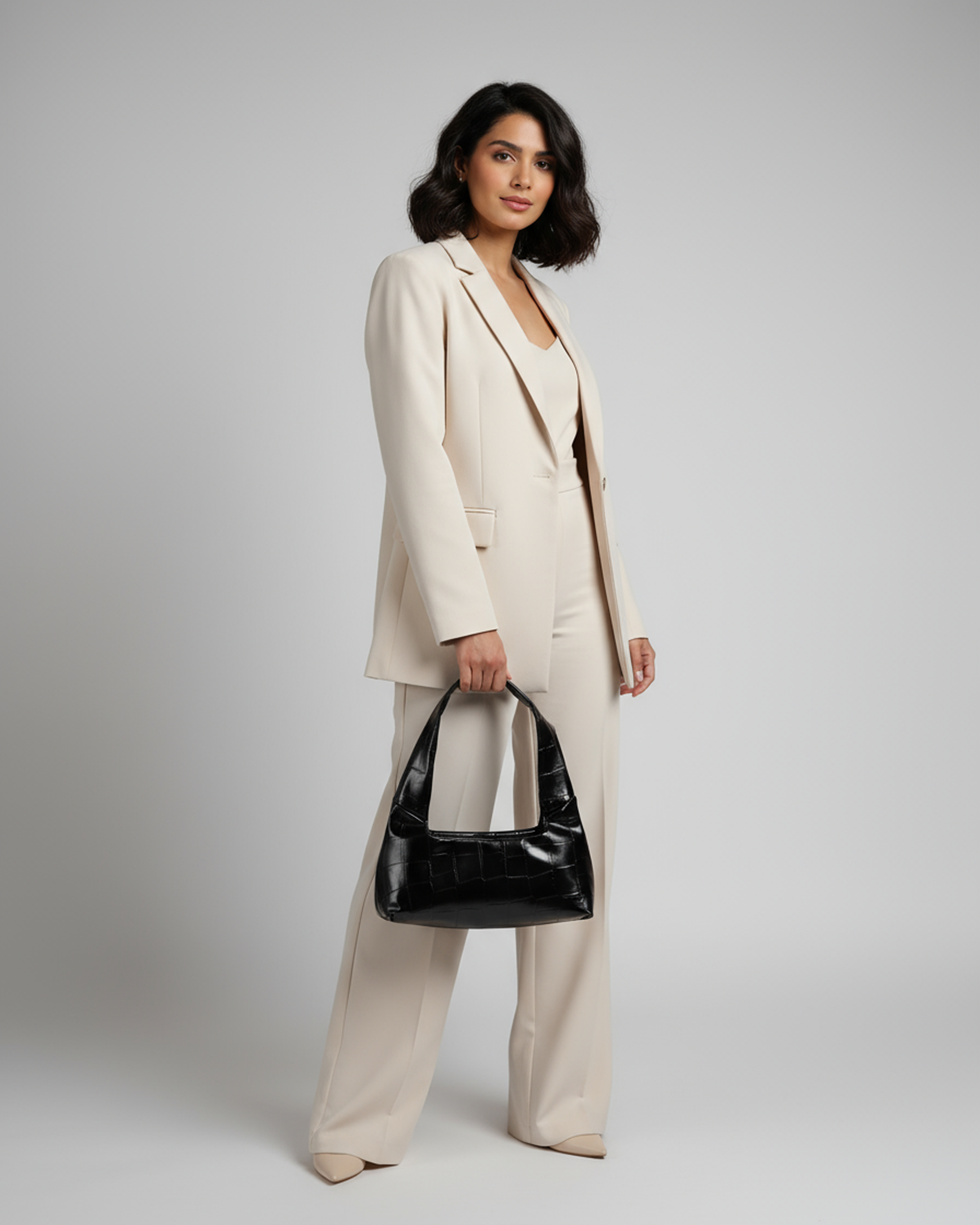 The Croc Line Bag black croc embossed shoulder bag - product view 5