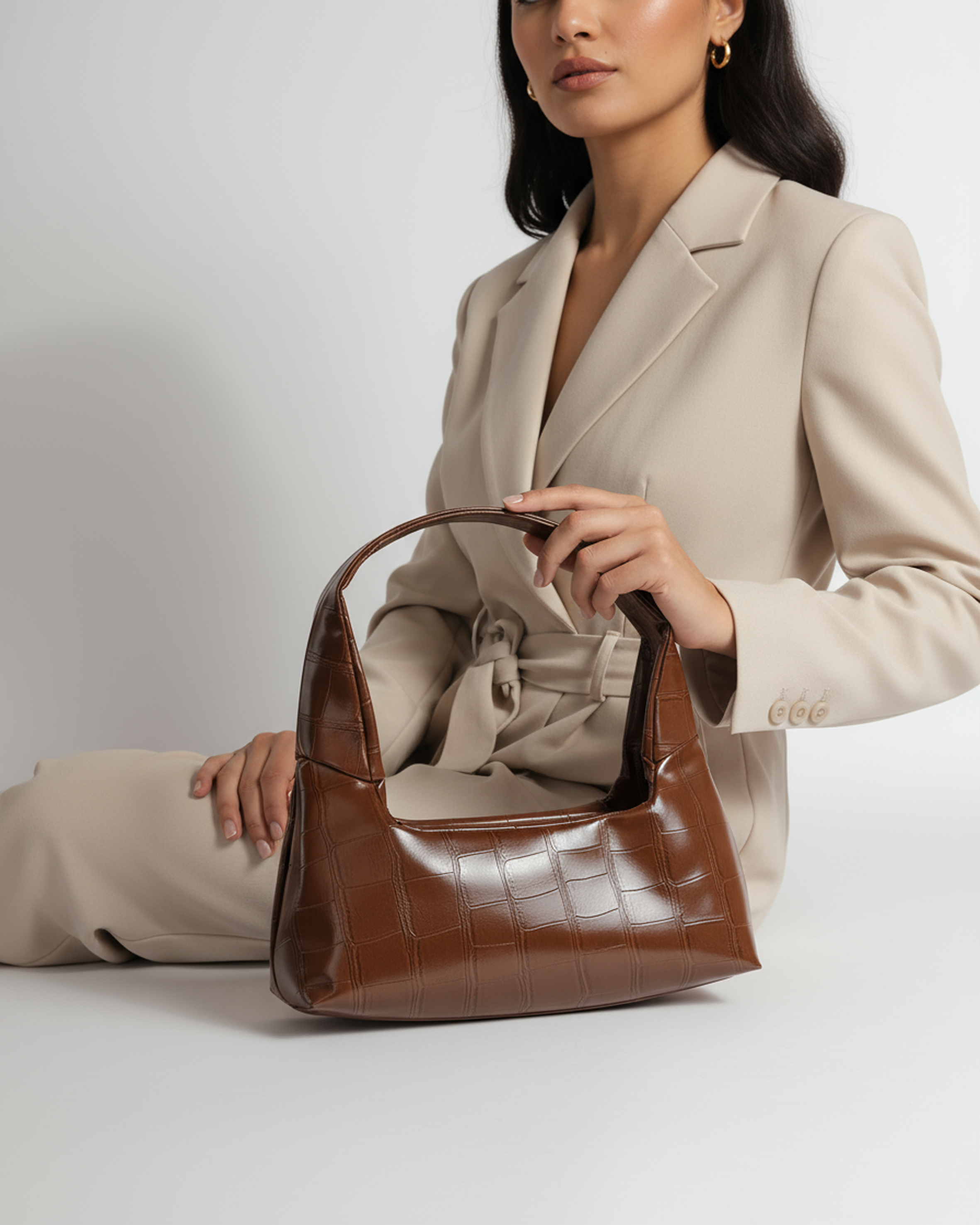 The Croc Line Bag – Amber Brown Main image
