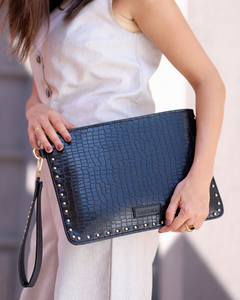 Midnight Croco Luxe Clutch