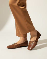 The Bianca Buckle Flat - Havane