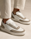 The Obsidian Court Sneaker Signature men's white and beige low-top lace-up sneakers - product view 1