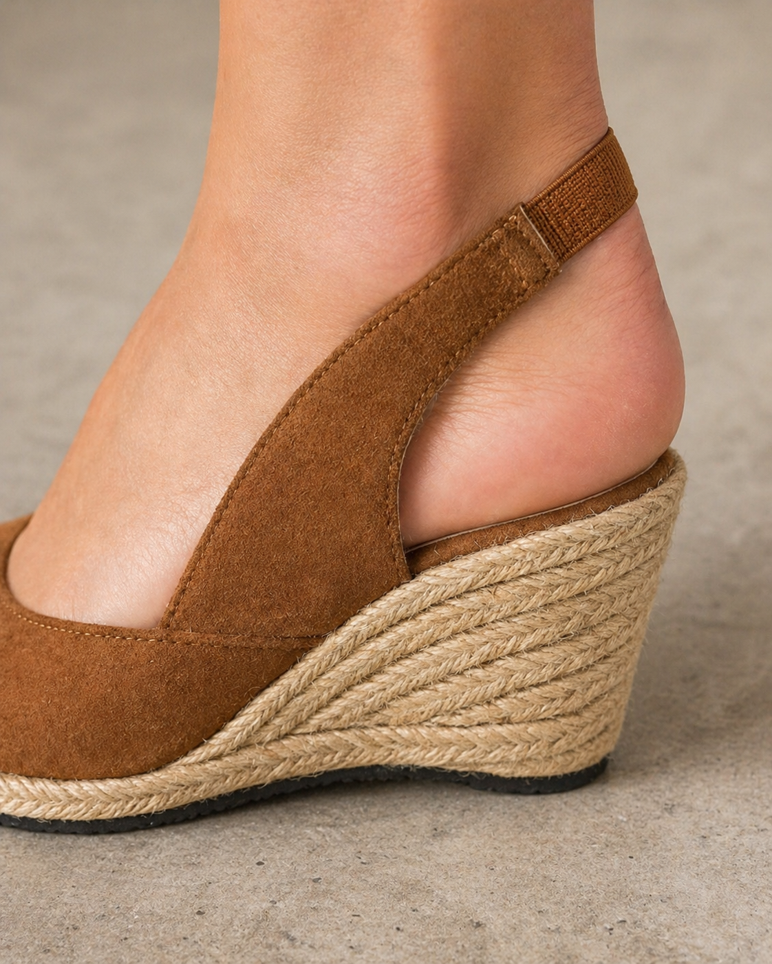The Kaia Espadrille Wedge - Havane - faux suede slingback espadrille wedge 3