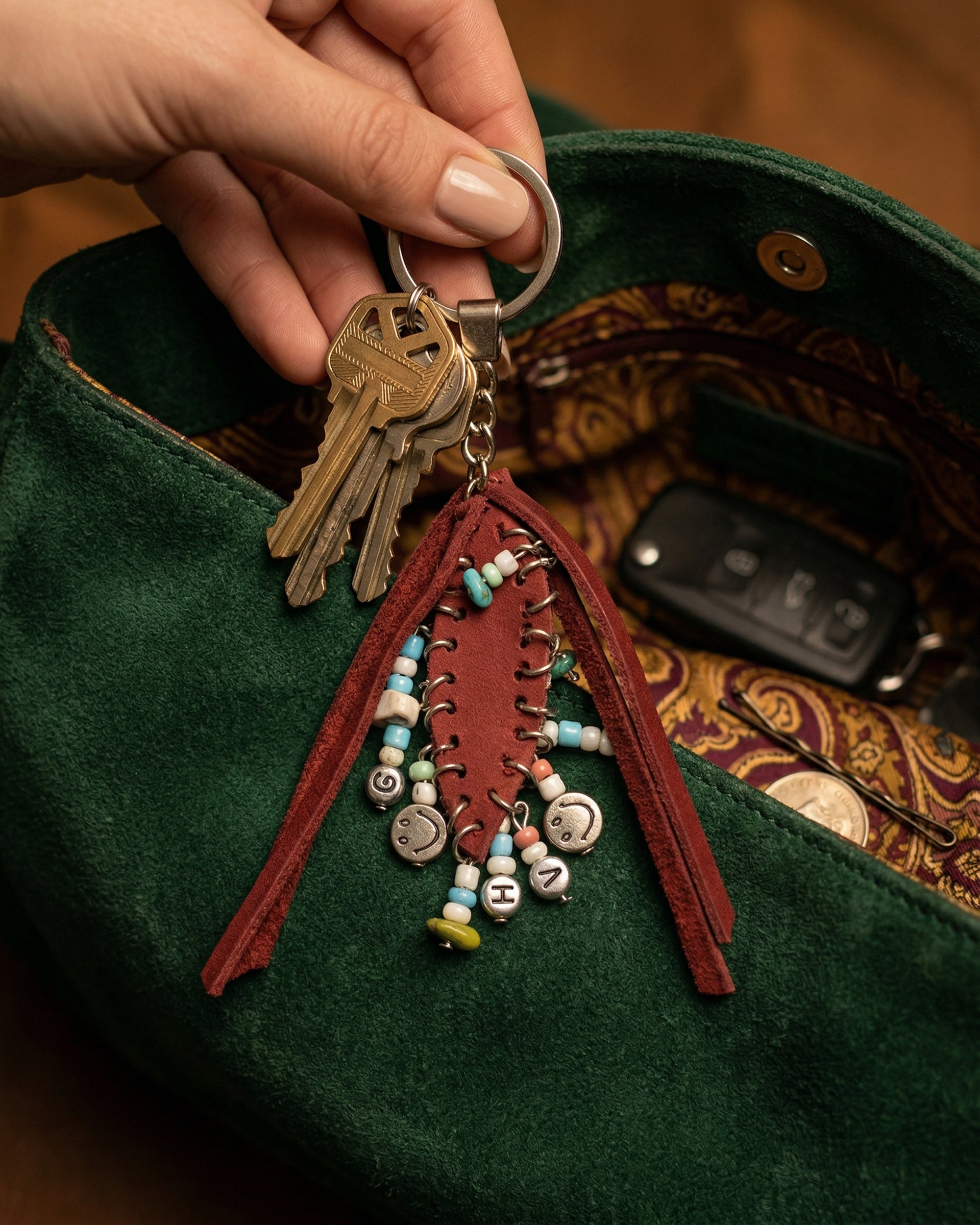 The Helm Leather keychain