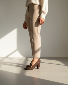 The Elara Studded Block Heel - Brown