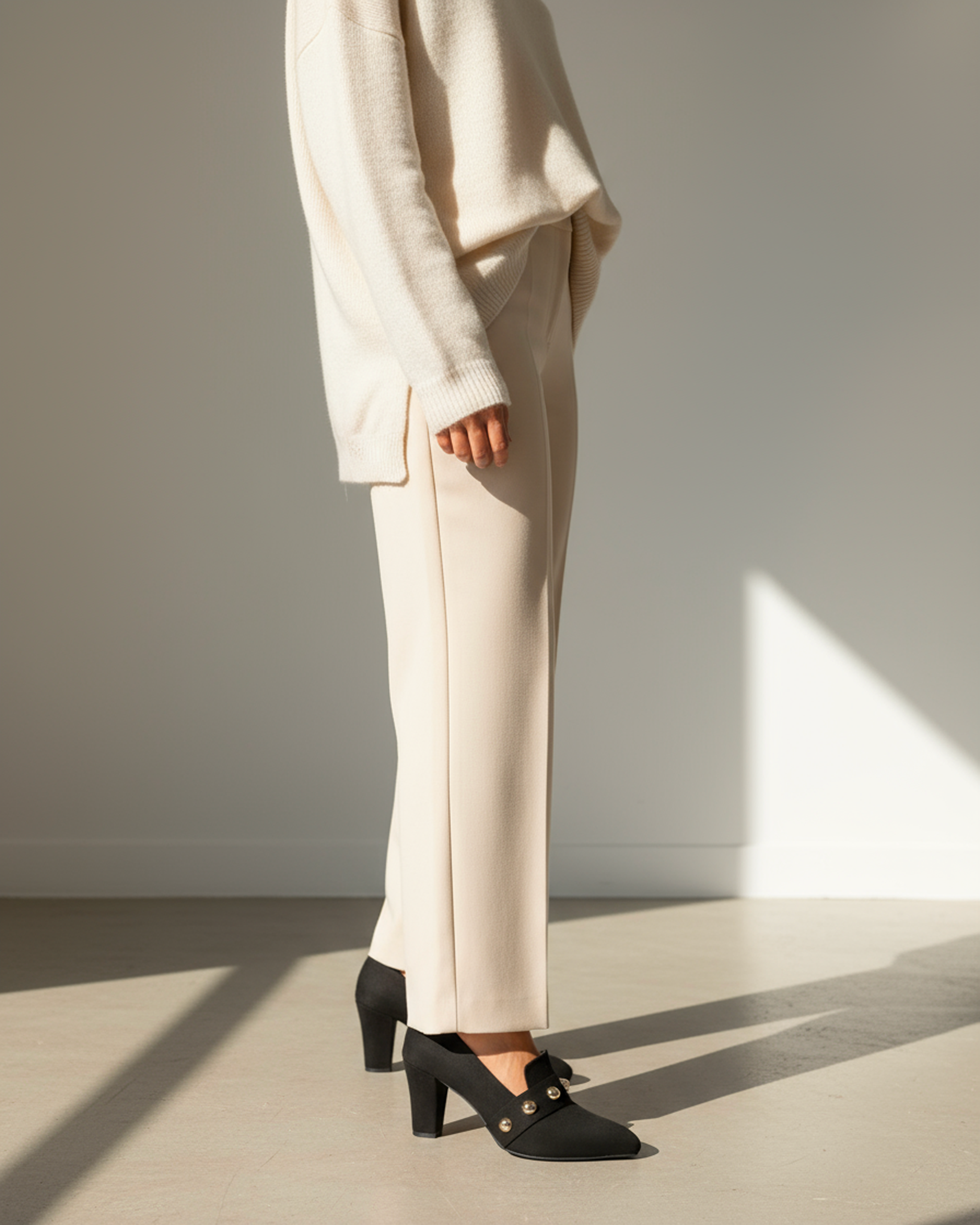 The Elara Studded Block Heel - Black