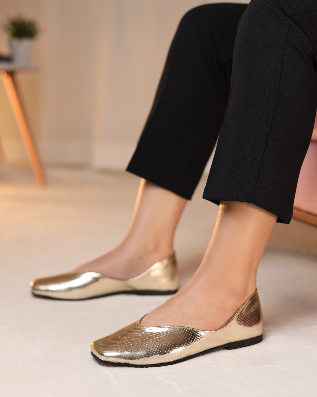 Gilded Dune metallic gold slip-on flats - product view 2