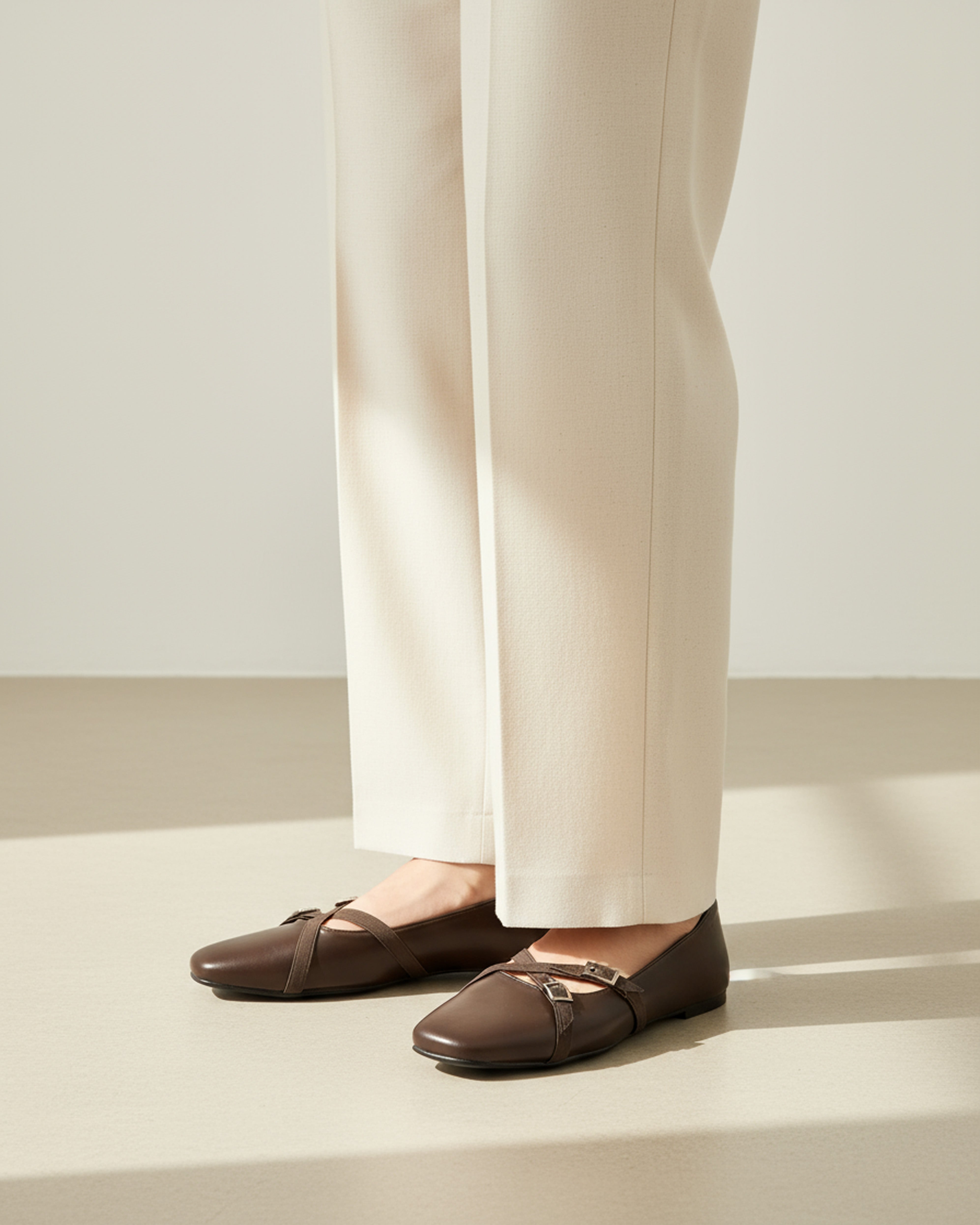 The Bianca Buckle Flat - Brown Secondary image