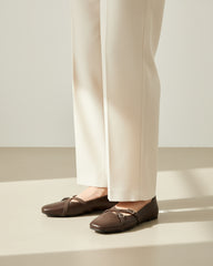 The Bianca Buckle Flat - Brown