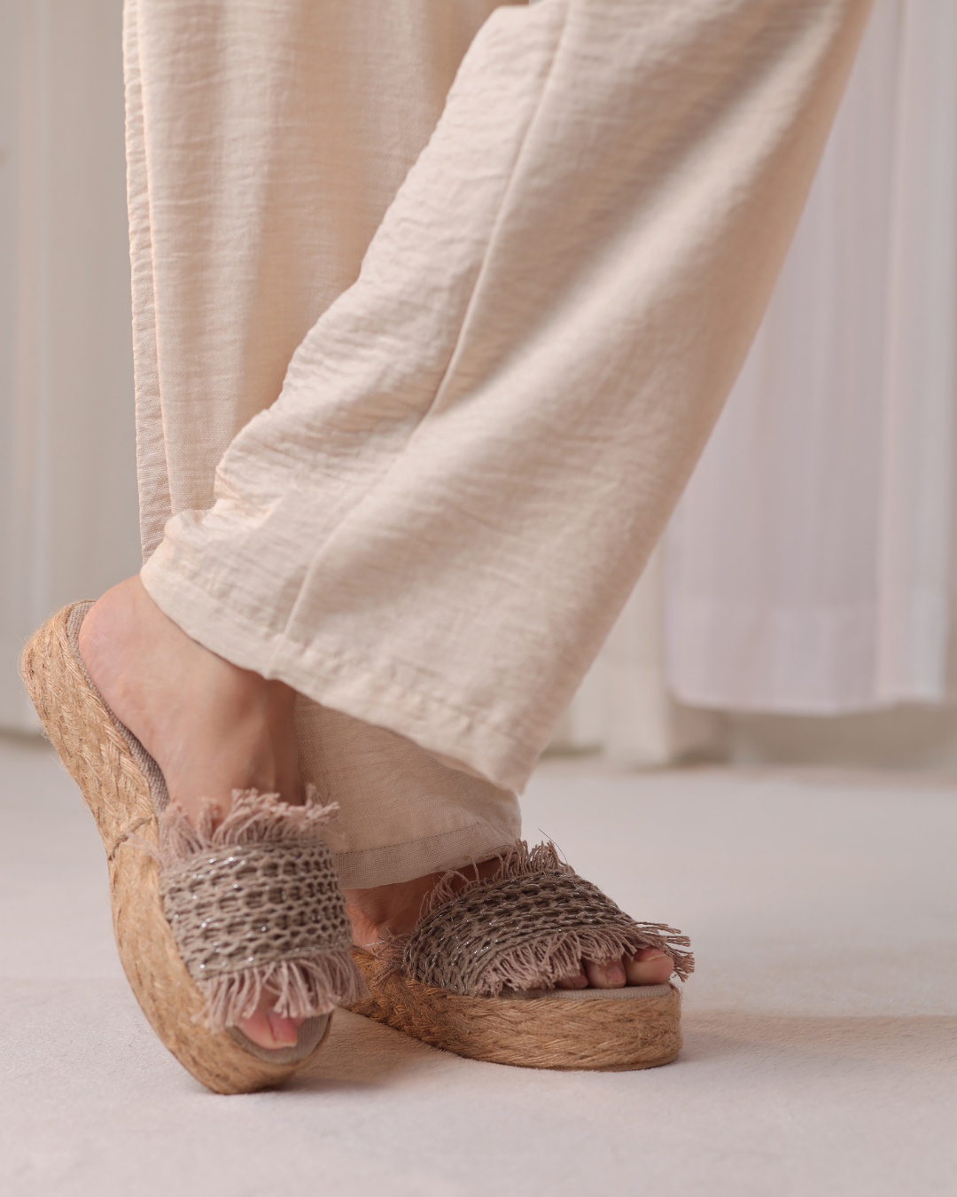 Taupe Fray Edge Wedge Secondary image