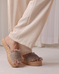 Taupe Fray Edge Wedge